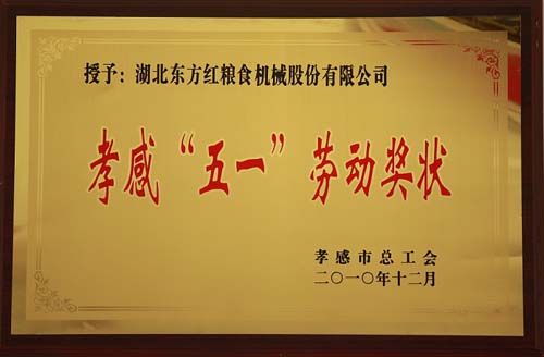 孝感“五一”勞動獎狀
